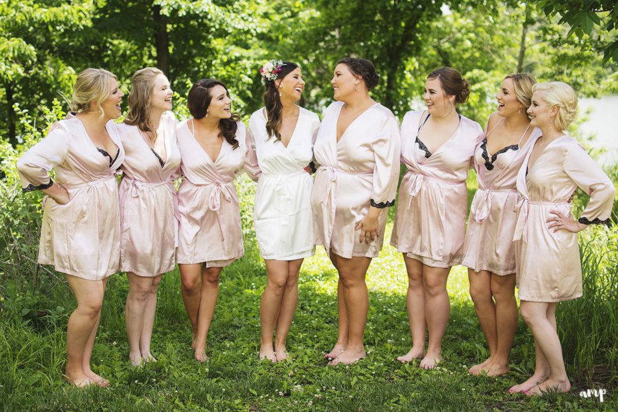 bridesmaids in matching robes | Ali and Joe's #gardenwedding by amanda.matilda.photography | Colorado Wedding Photographer