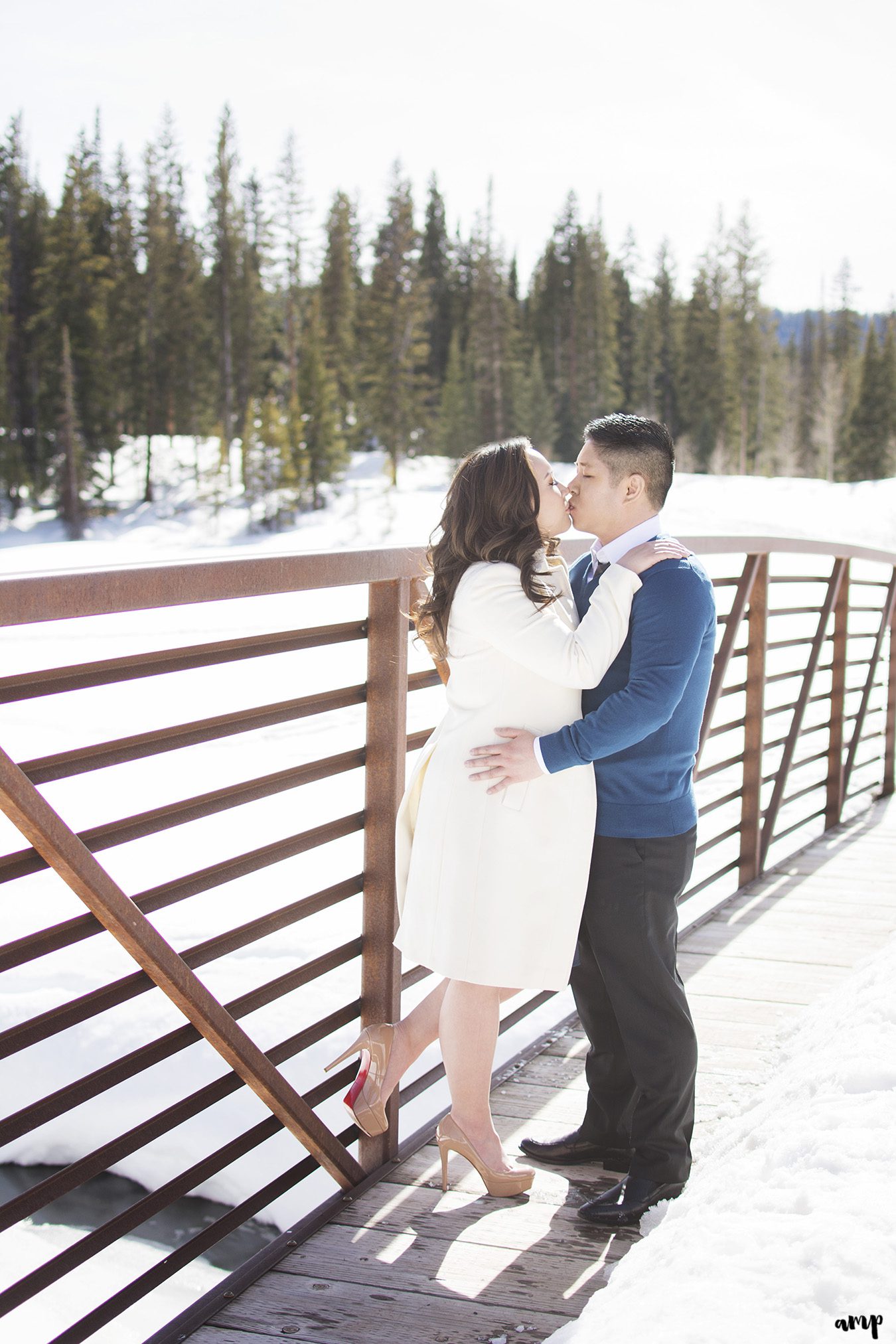 Bride-to-be in her Louboutins on a bridge