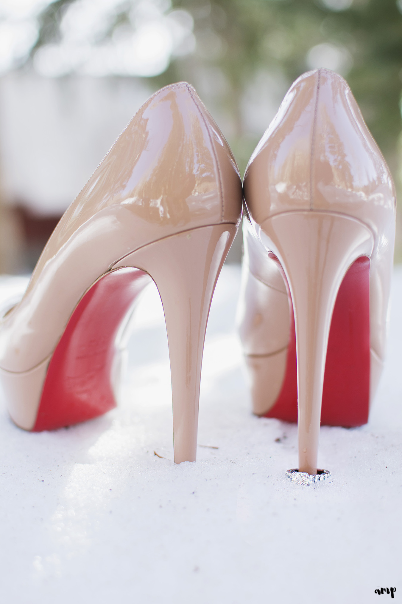 Engagement Ring with Bride's Louboutin shoes