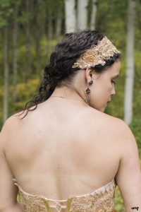 Bride wearing golden headband | Wedding Veil Alternatives
