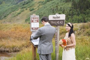 Colorado Destination couple sign in at Trailhead on Red Mountain Pass