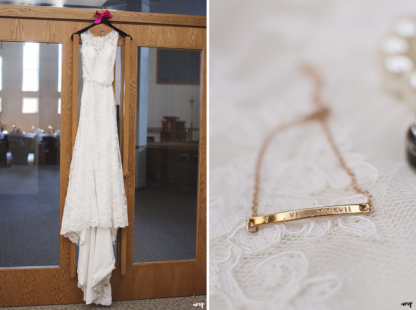 Wedding dress and bride's bracelet