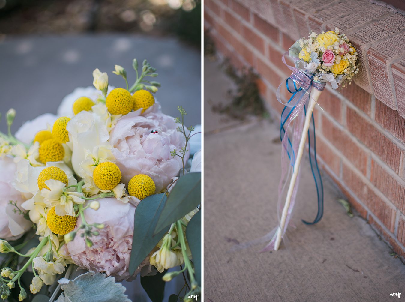 Bridal bouquet and Flower girl wand