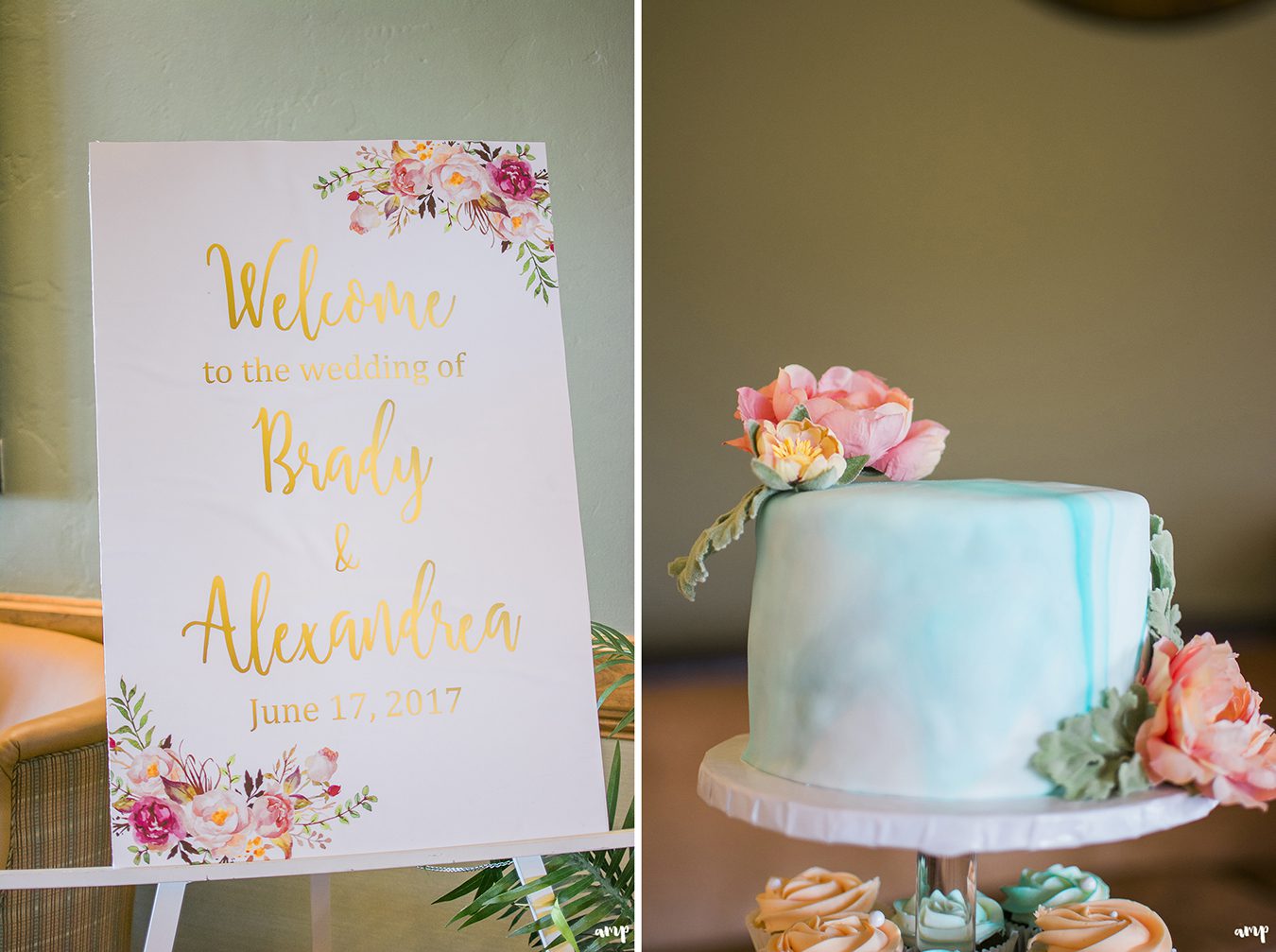 Marbled biscoff cake and welcome sign