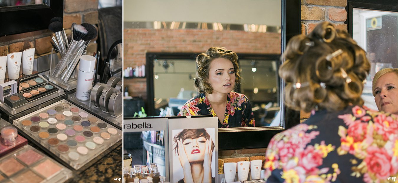 Bride getting her makeup done