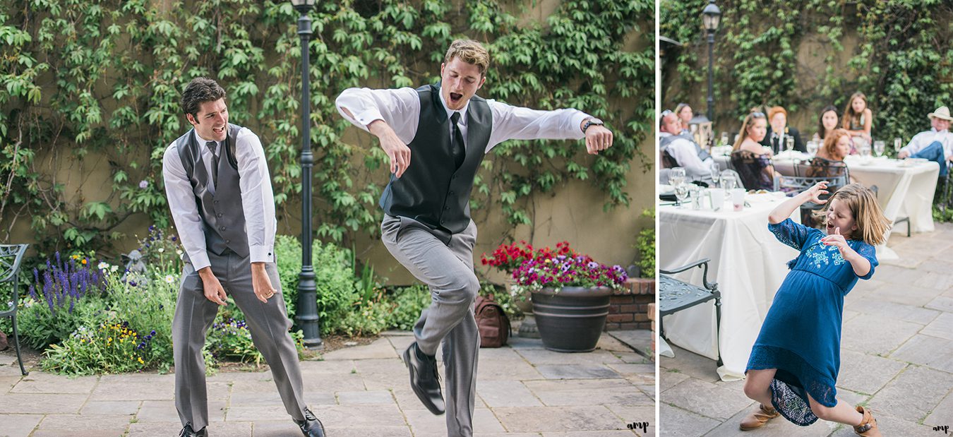 Guests dancing at the wedding reception