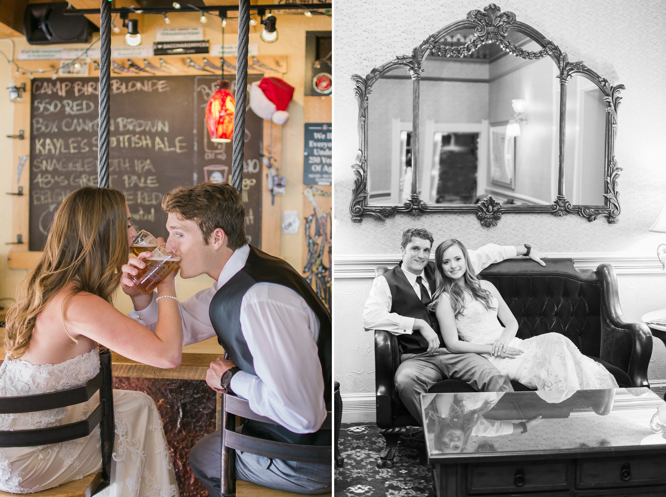 Bride and groom at the Ouray Brewery