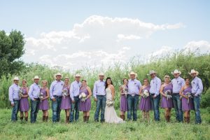 Wedding Party in an alfalfa field