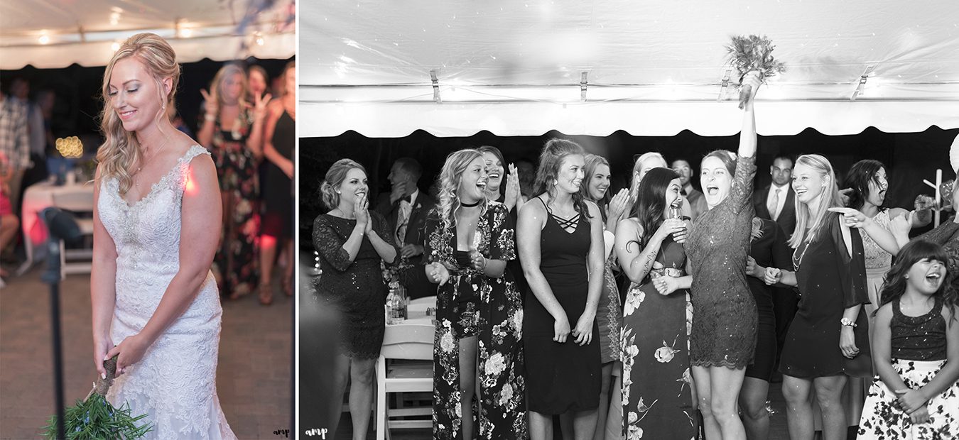 Bouquet toss at the Crested Butte Mountain Wedding Garden