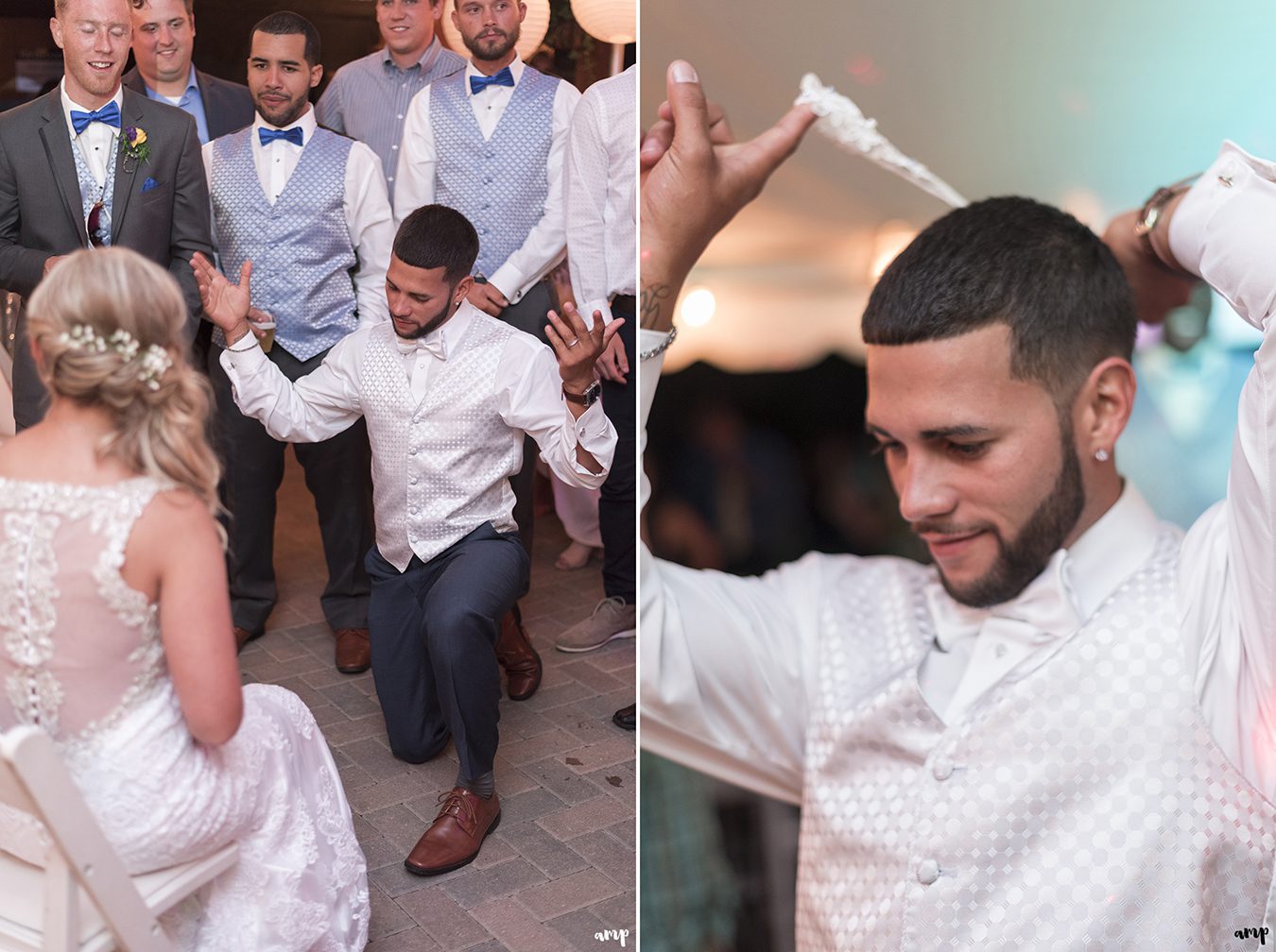 Garter toss at the Crested Butte Mountain Wedding Garden 