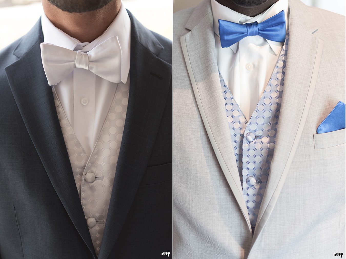 Groomsmen attire with blue and silver colors