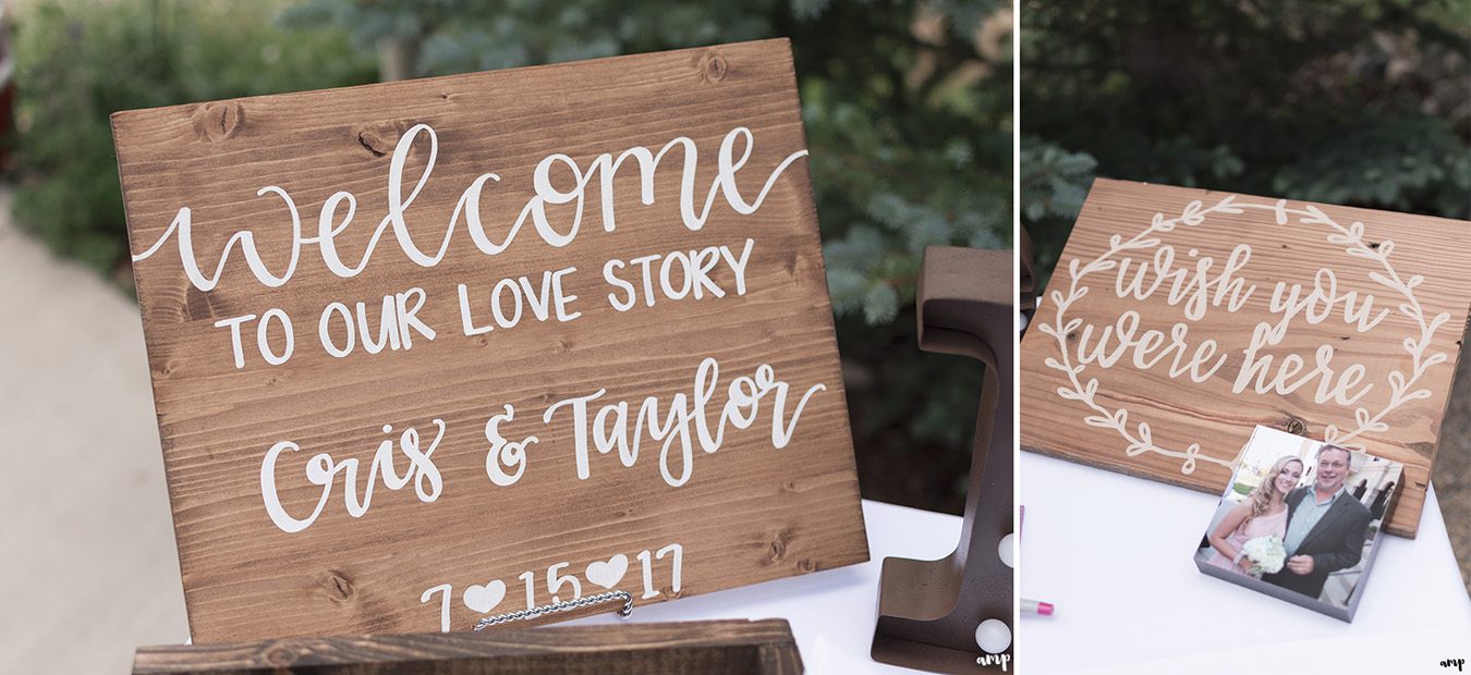 Welcome table at the Crested Butte Mountain Wedding Garden