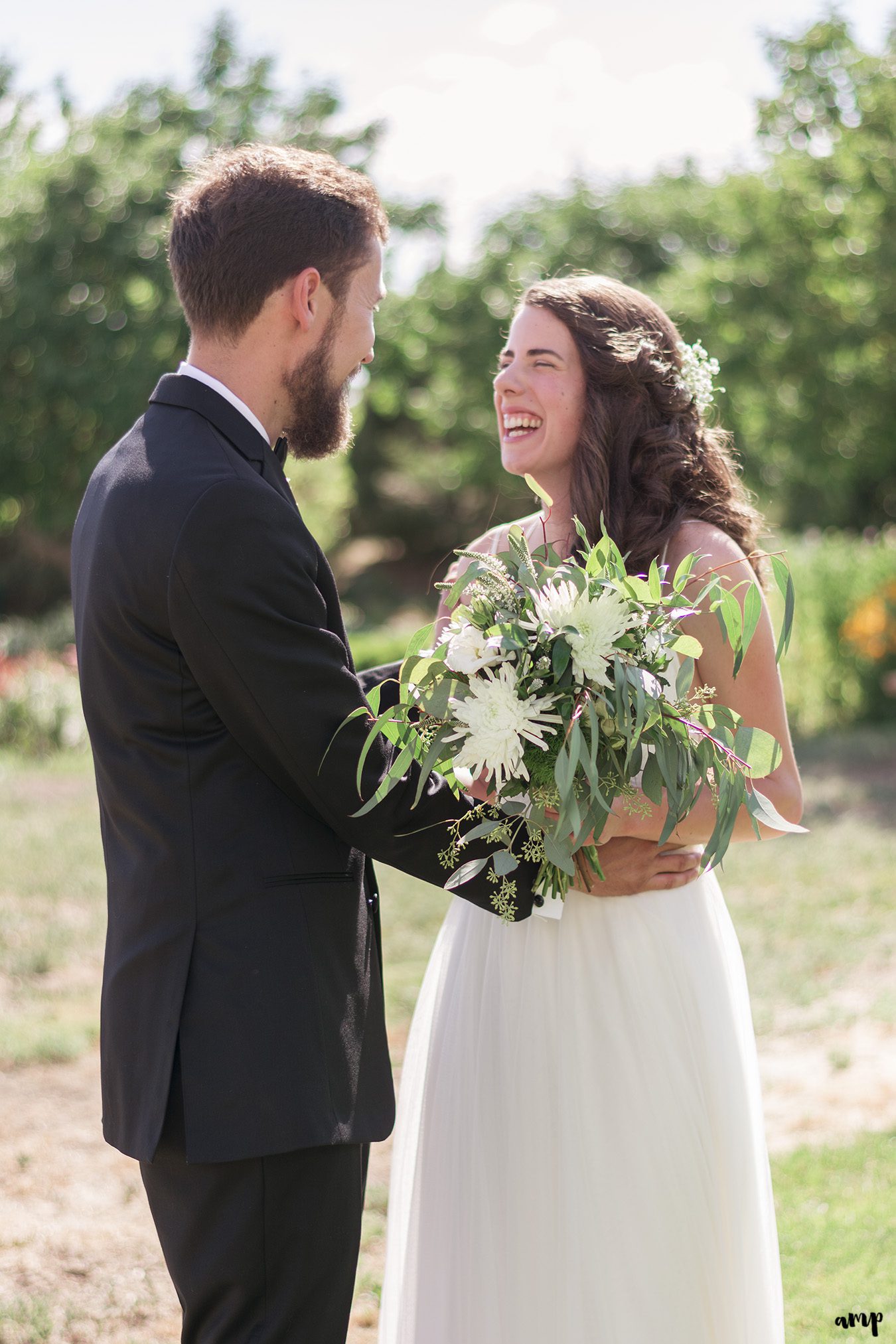 Those just married giddy feels between bride and groom