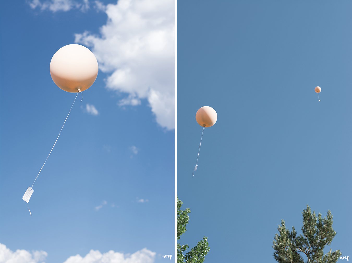 Memorial balloons for passed loved ones during the ceremony