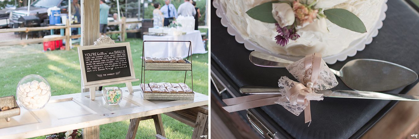 Smores dessert bar at the wedding reception