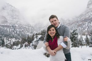 Engagement session in Ouray, Colorado in winter