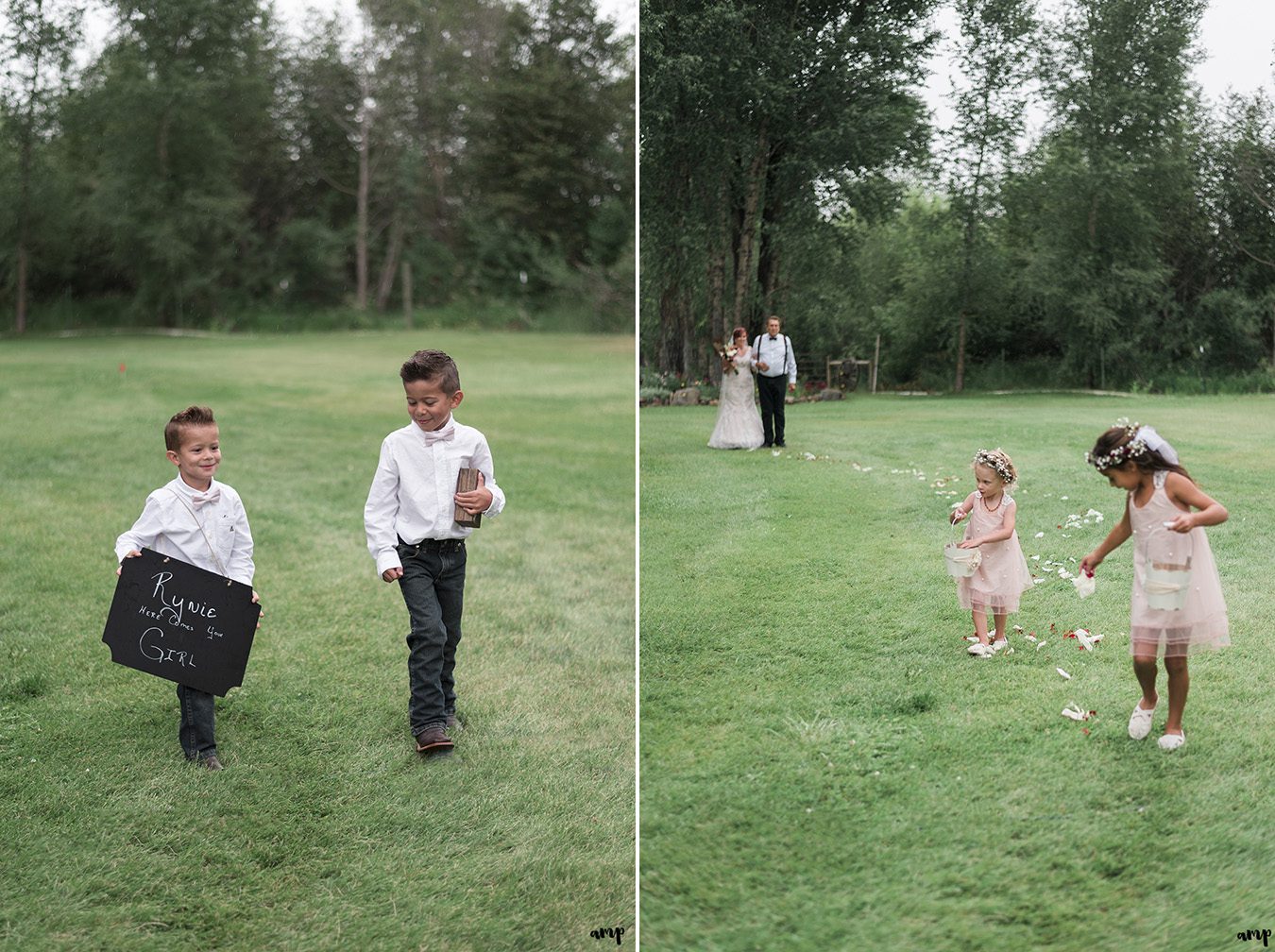 Ring bearers and flower girls during Gunnison wedding