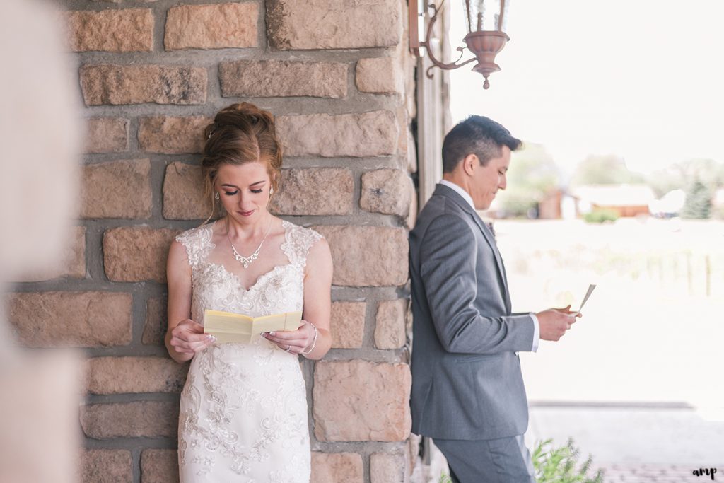 Bride and Groom exchanging love letters before their wedding