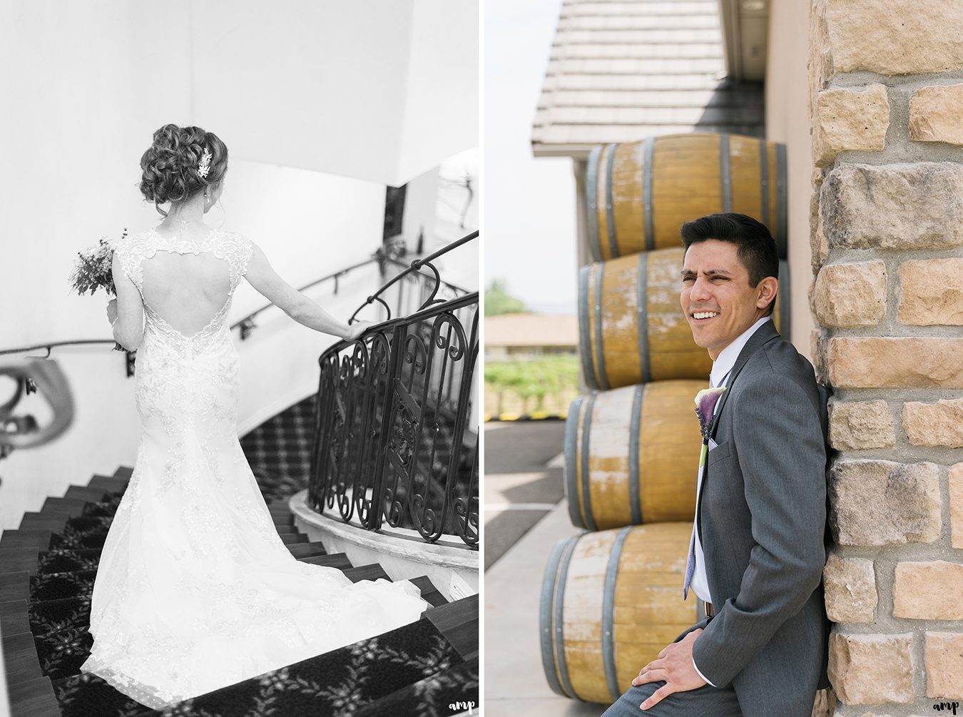 Bride and groom portraits at Two Rivers Winery in Grand Junction