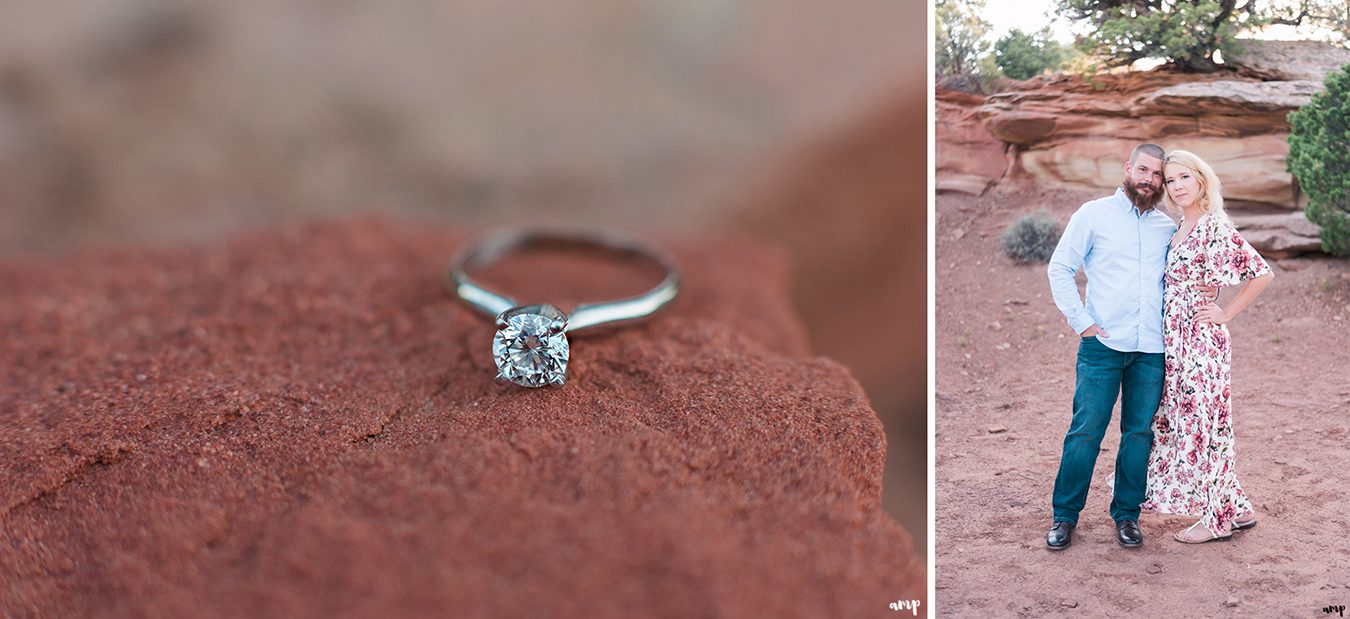 Engagement Ring on the red rocks of the Monument