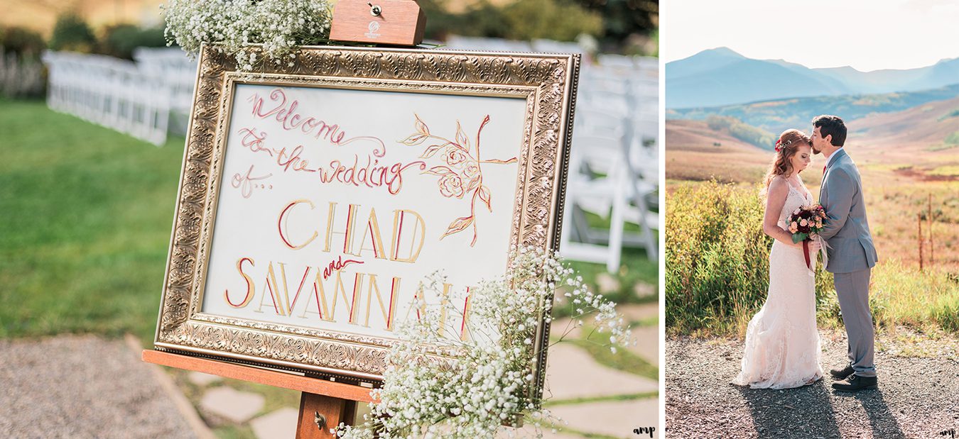 Welcome sign at the Mountain Wedding Garden | Fall Wedding in Crested Butte at the Mountain Wedding Garden | amanda.matilda.photography