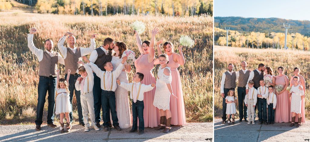 Wedding party fall photos at Powderhorn