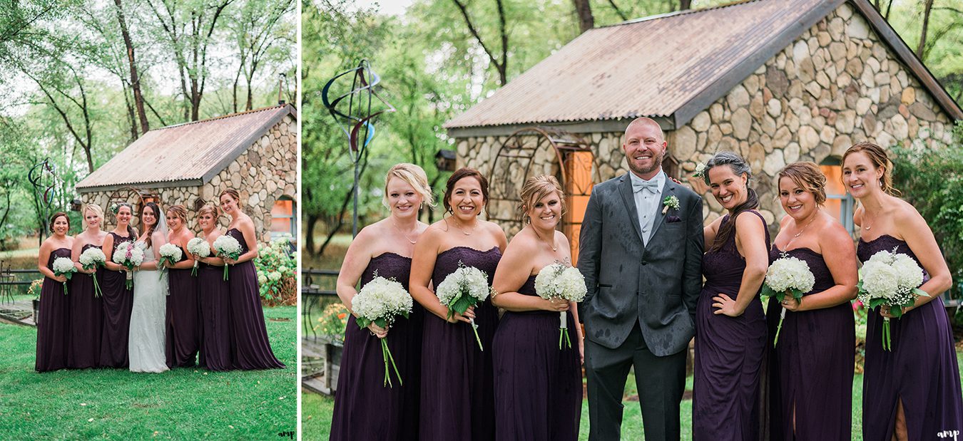 Full bridal party outside the Crack in the Wall Gallery in Silt, CO