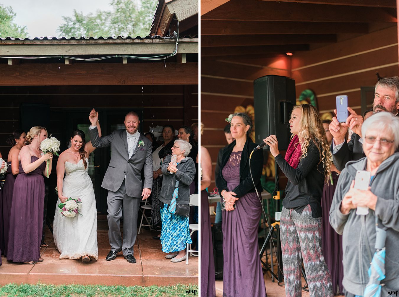 Bride and groom enter the reception