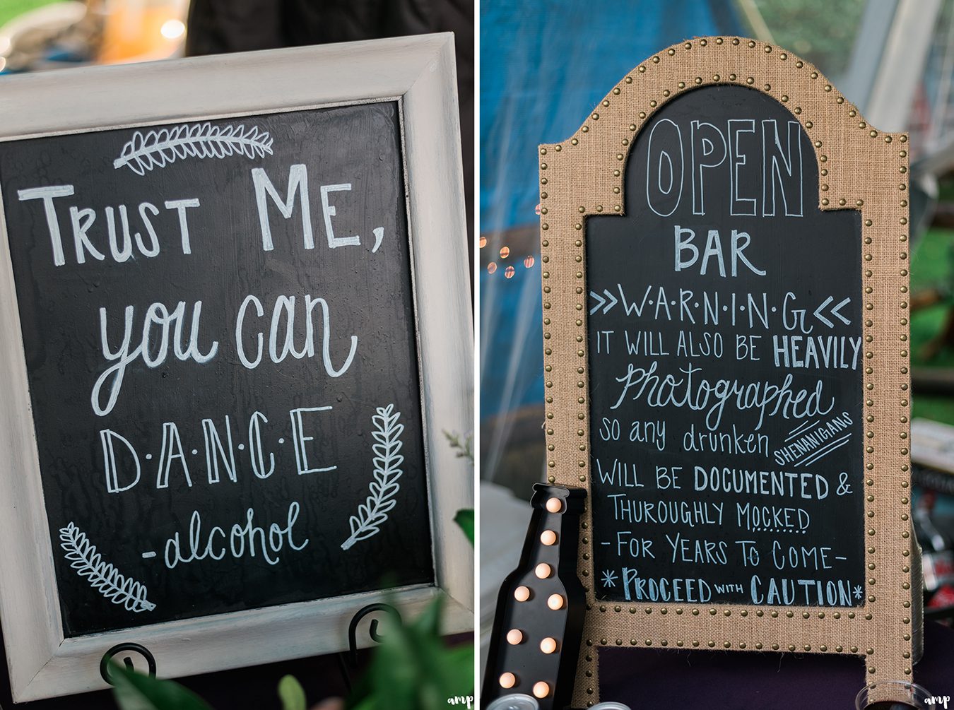 Signs about drinking at the bar