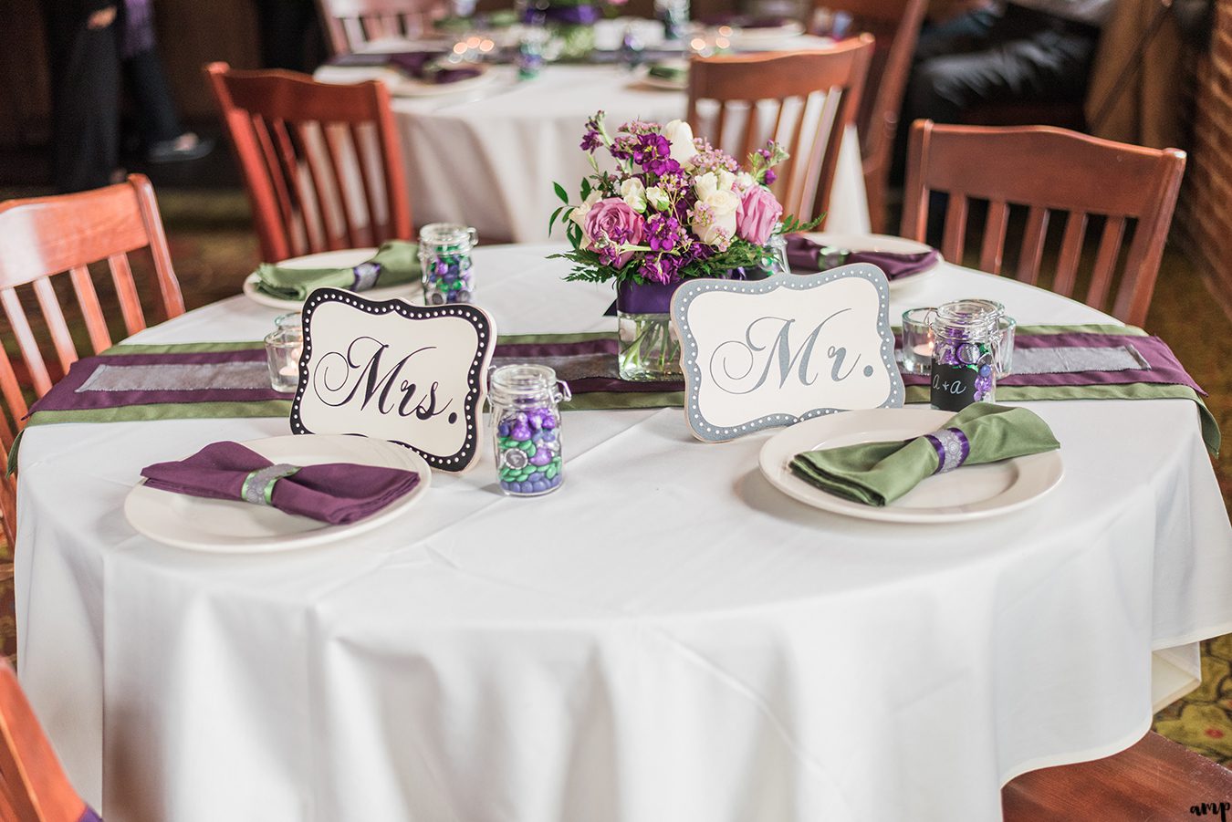 Mr. & Mrs. Table at Upstream Brewery Wedding Omaha