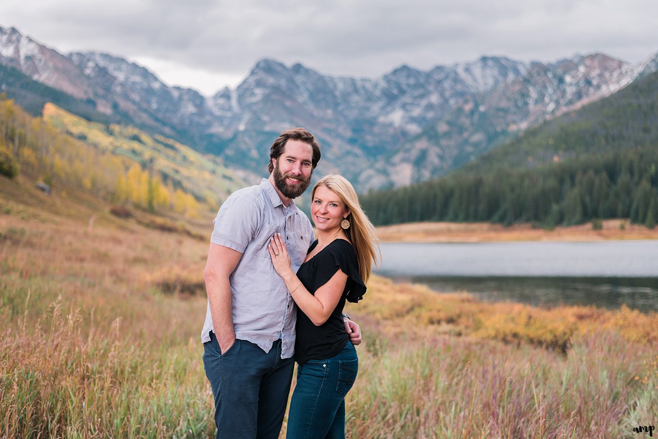 Engagement photo at Piney River Ranch in Vail