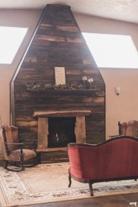 Rustic fireplace at Mountain View Farm | Western Slope Wedding Venues with amanda.matilda.photography