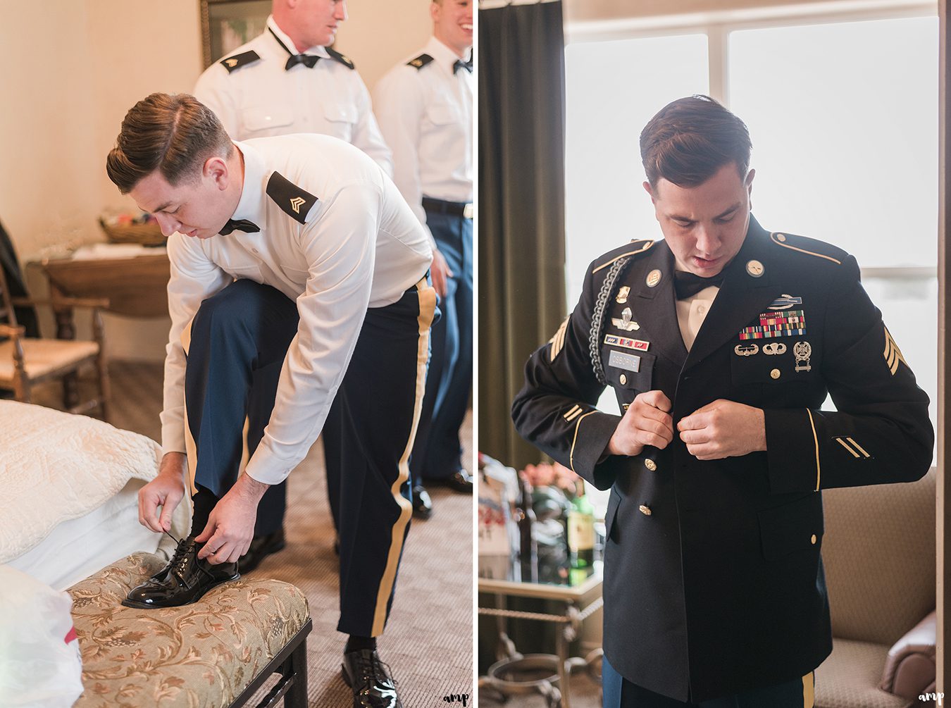 Army Groom getting ready for the wedding