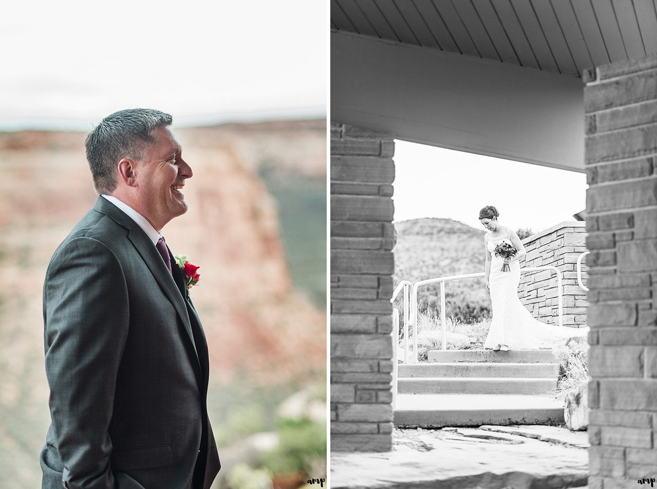 Groom first sees his bride on the Colorado National Monument