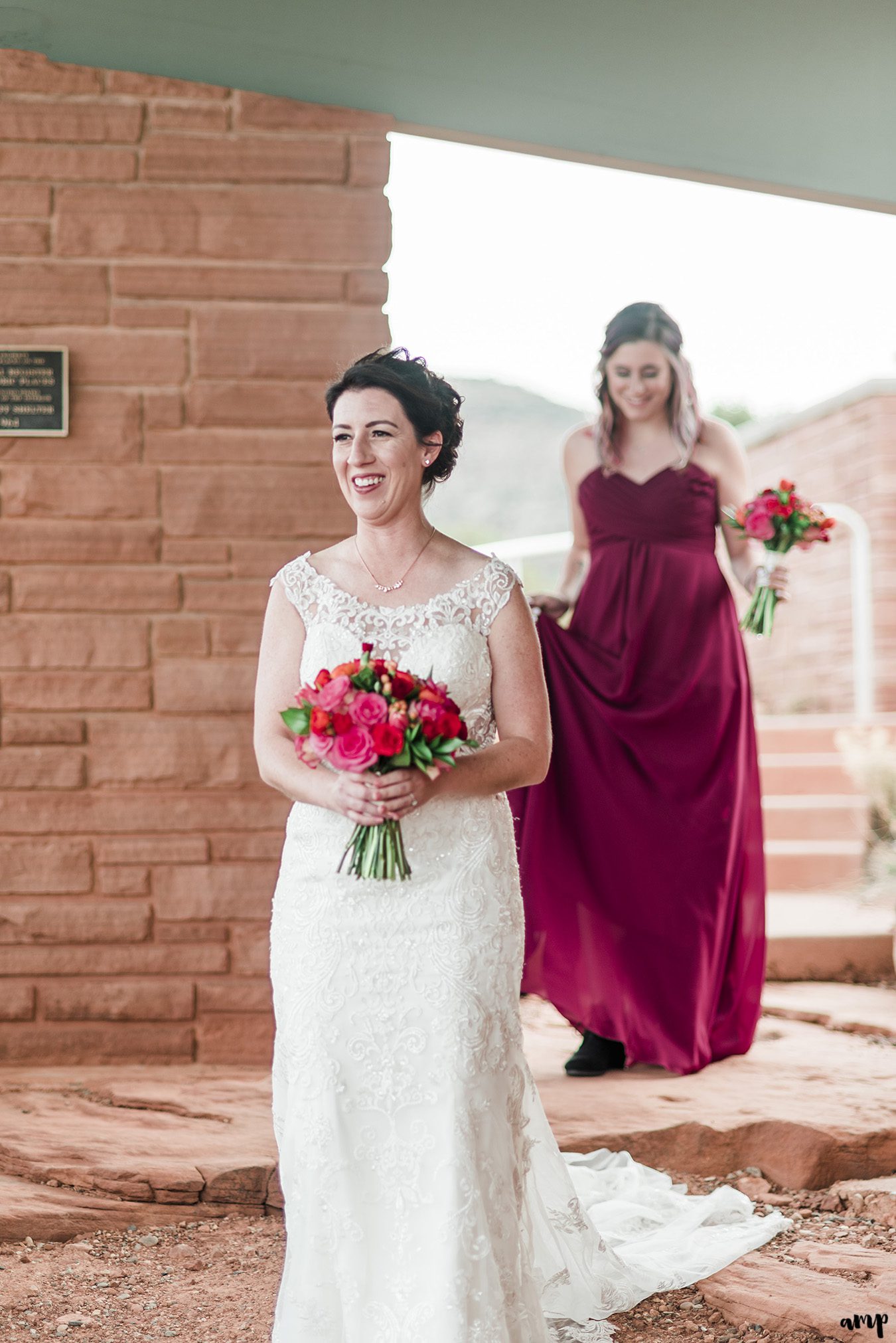 Bride walks into ceremony at their elopement on the Colorado National Monument | amanda.matilda.photography