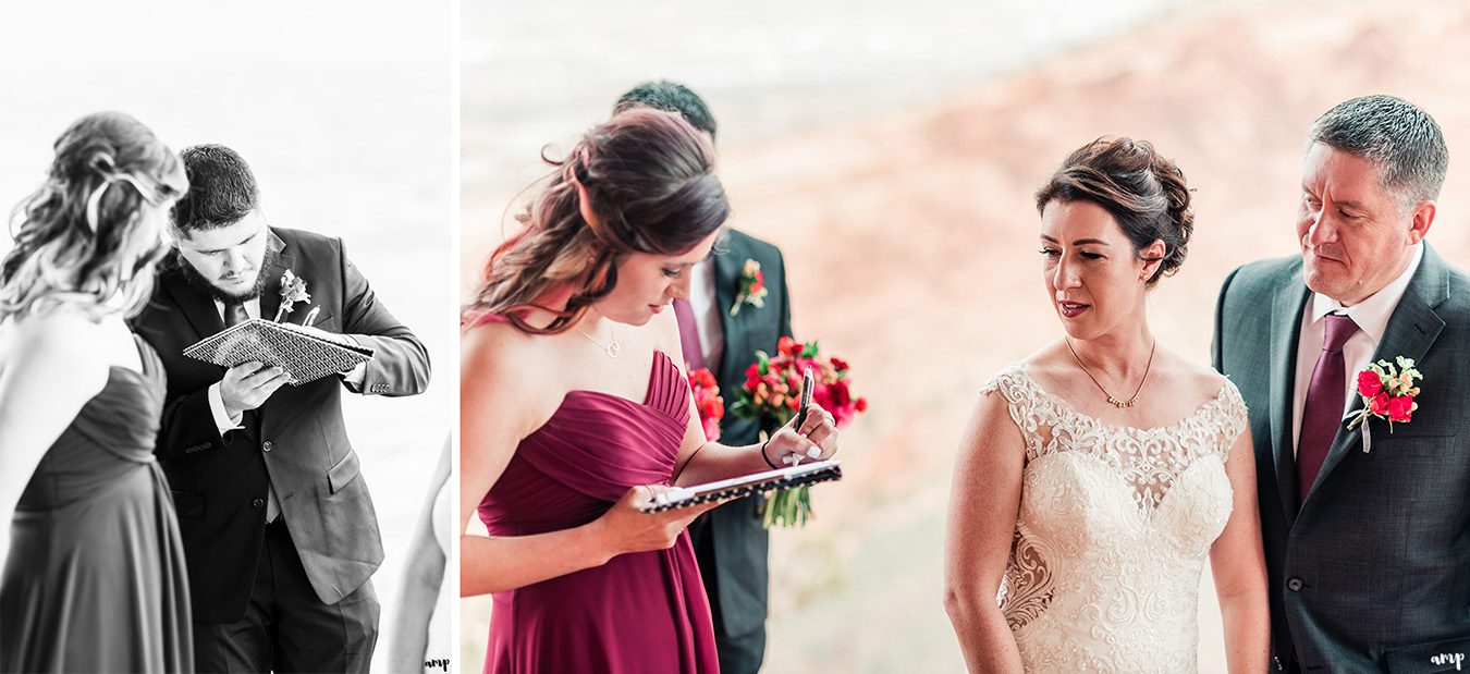 Witnesses sign the marriage certificate