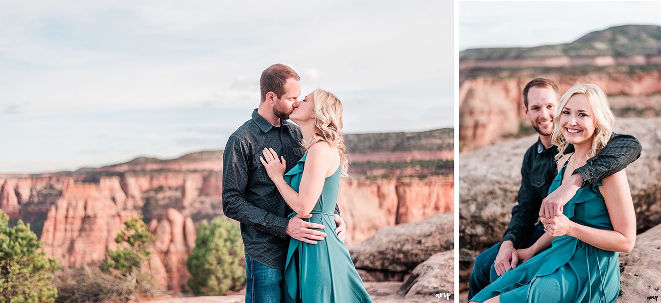 Dylan and Lexi snuggled on a rock at the Colorado National Monument