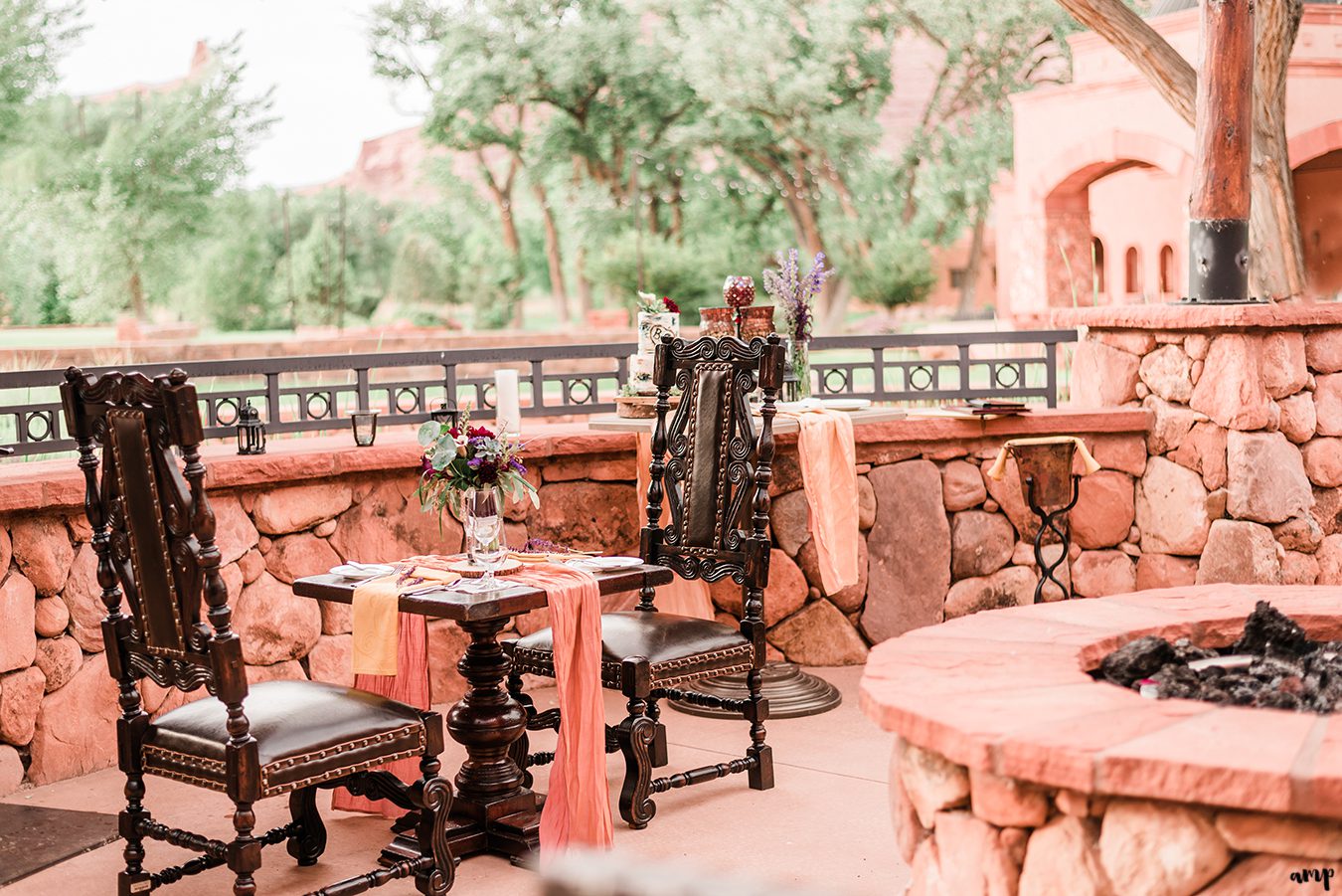 Blake & Carrie's dining setup at the Entrada restaurant at Gateway Canyons