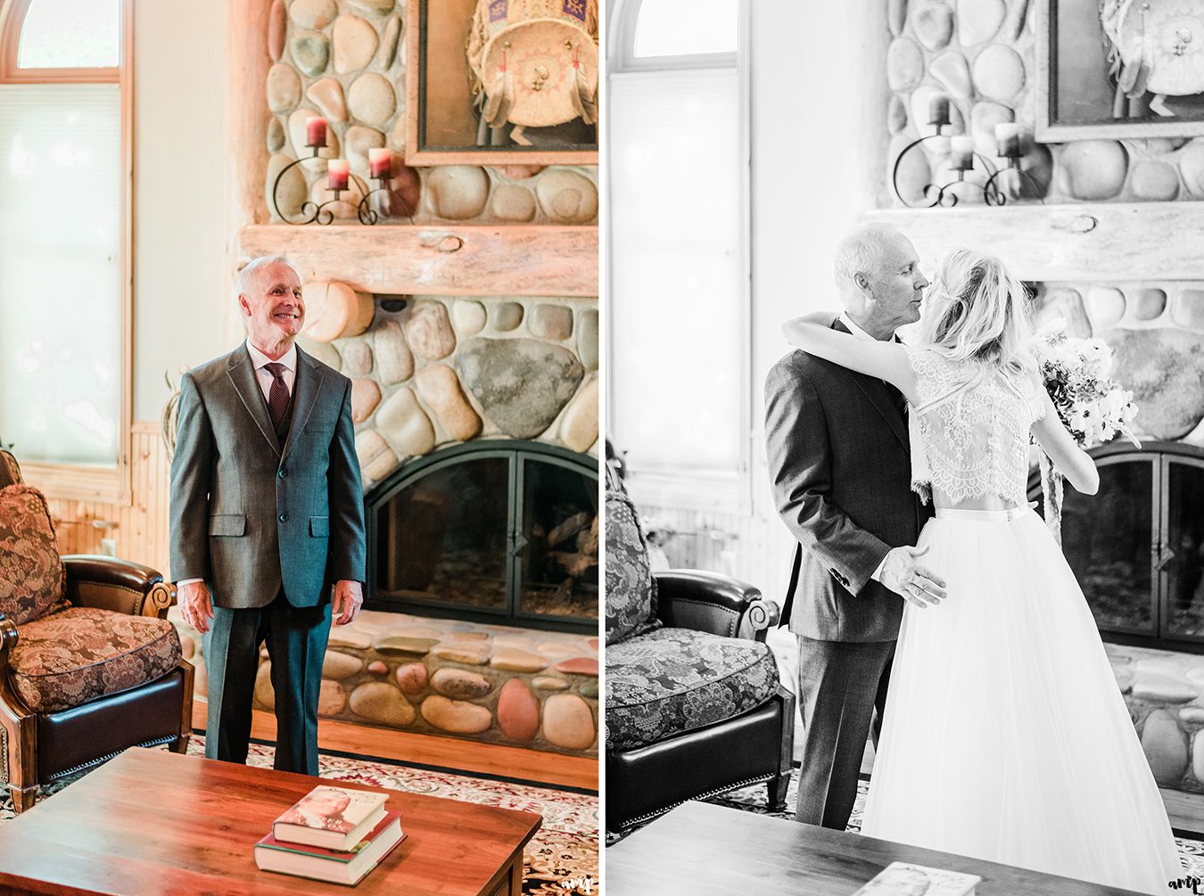 First look with Beth and her Dad | Grand Junction Backyard Wedding | amanda.matilda.photography
