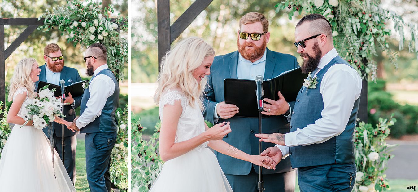 Beth and Dustin exchange rings | Grand Junction Backyard Wedding | amanda.matilda.photography