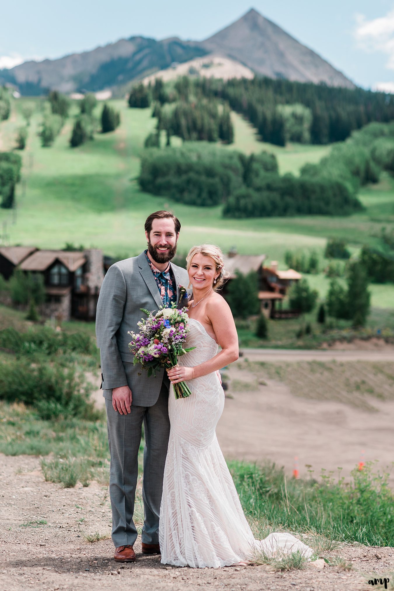 Dan and Courtney posed in front of Mt. Crested Butte in the distance