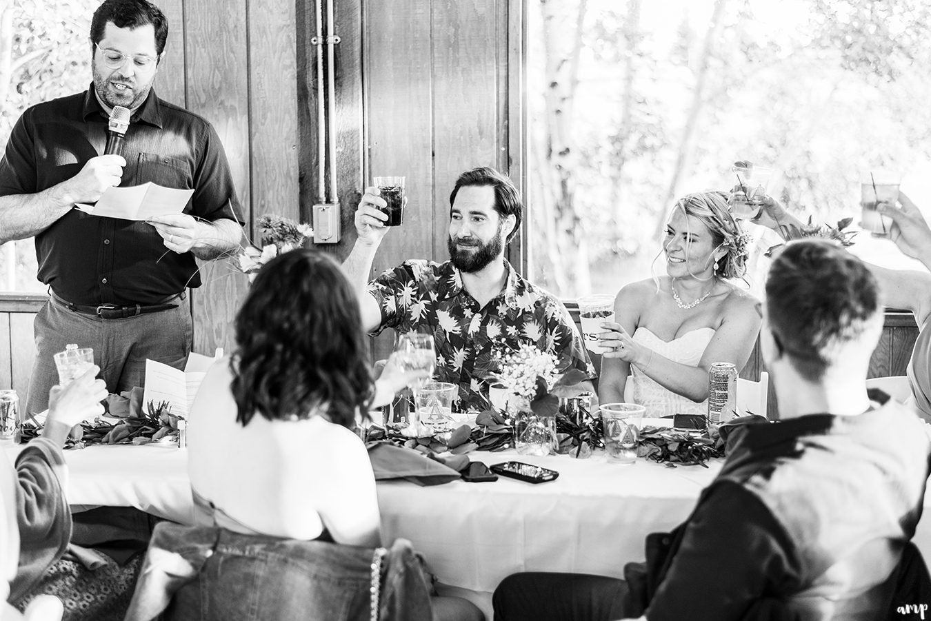 Everyone sharing at toast at the Mountain Wedding Garden