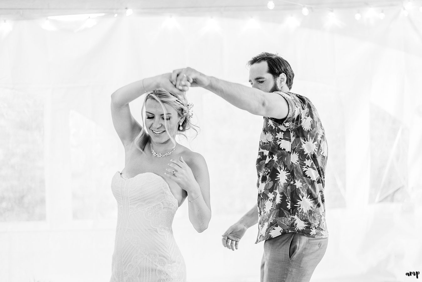 Dan and Courtney share their first dance at the Mountain Wedding Garden
