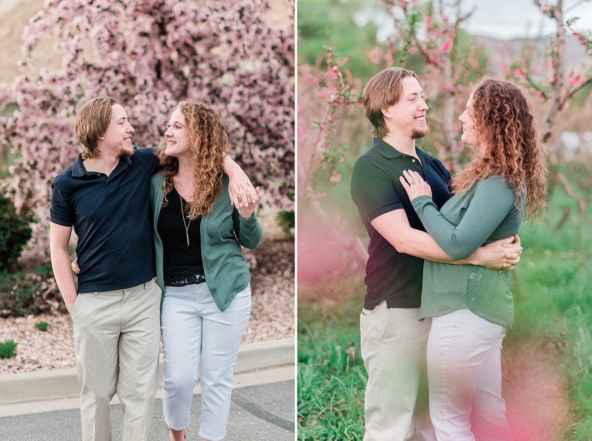 Sam & Cloie's spring blossoms engagement photos in Palisade | captured by Amanda Matilda Photography - Palisade engagement photographer