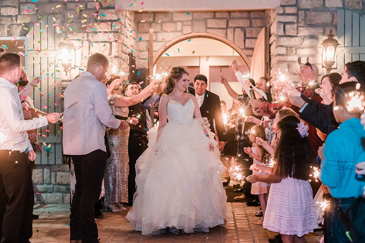 Sparkler and confetti send off at Two Rivers Winery