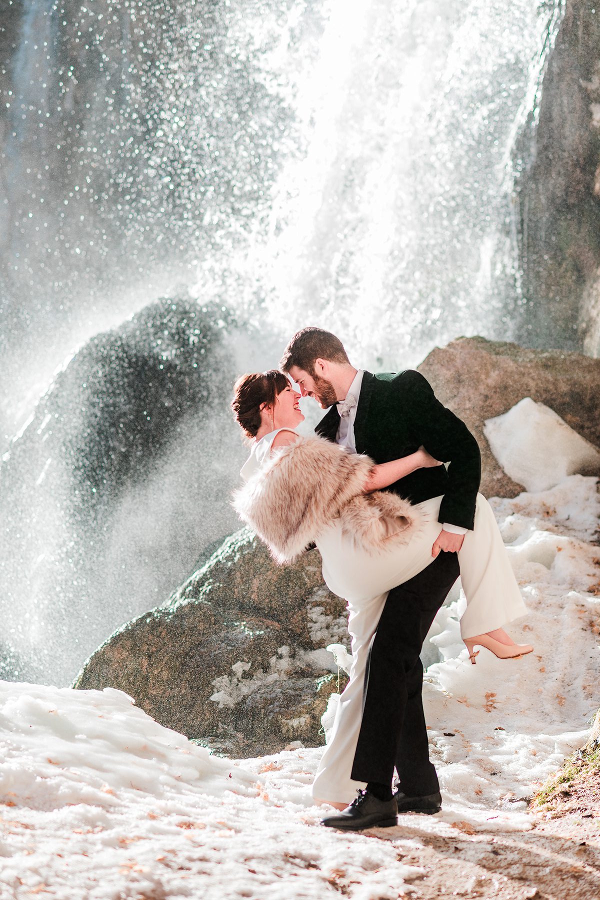 Marion & Nathan | Winter Engagement Photos at Rifle Falls State Park