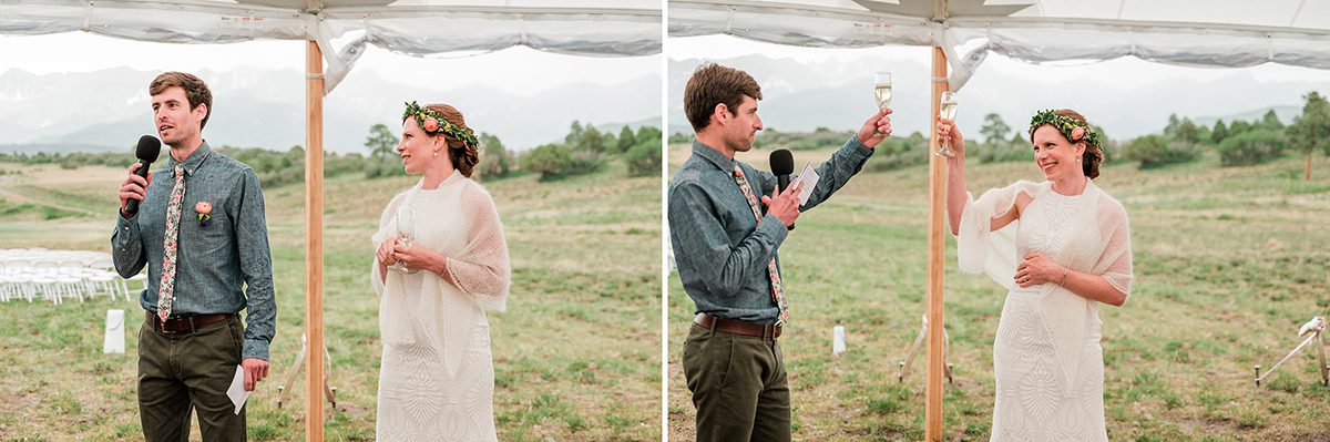 Sarah & Tom share a champagne toast