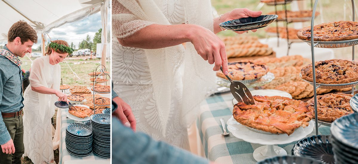 Sarah & Tom cut a piece of pie