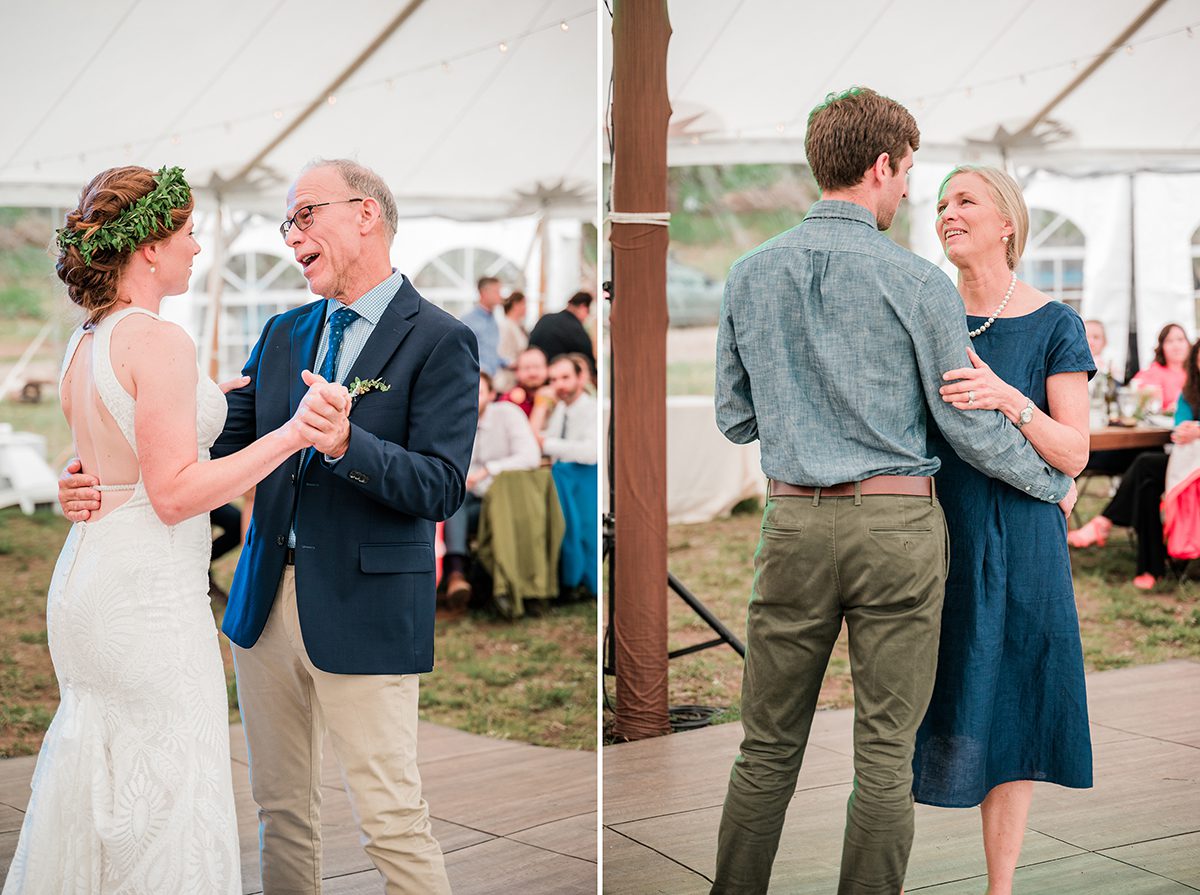 Sarah and Tom dance with their father and mother