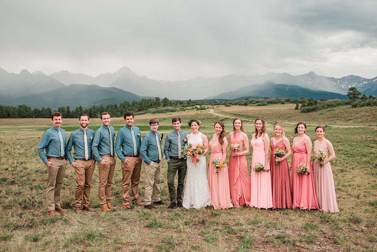 Sarah & Tom with their wedding party